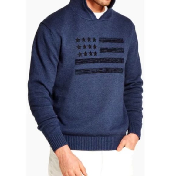 Weatherproof Men's Flag Hooded Sweater (NWT) - Picture 1 of 4